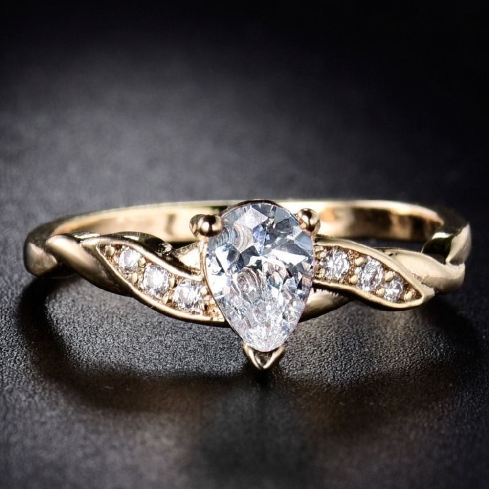 18K Gold Filled White Topaz Crystal Size 6, 7